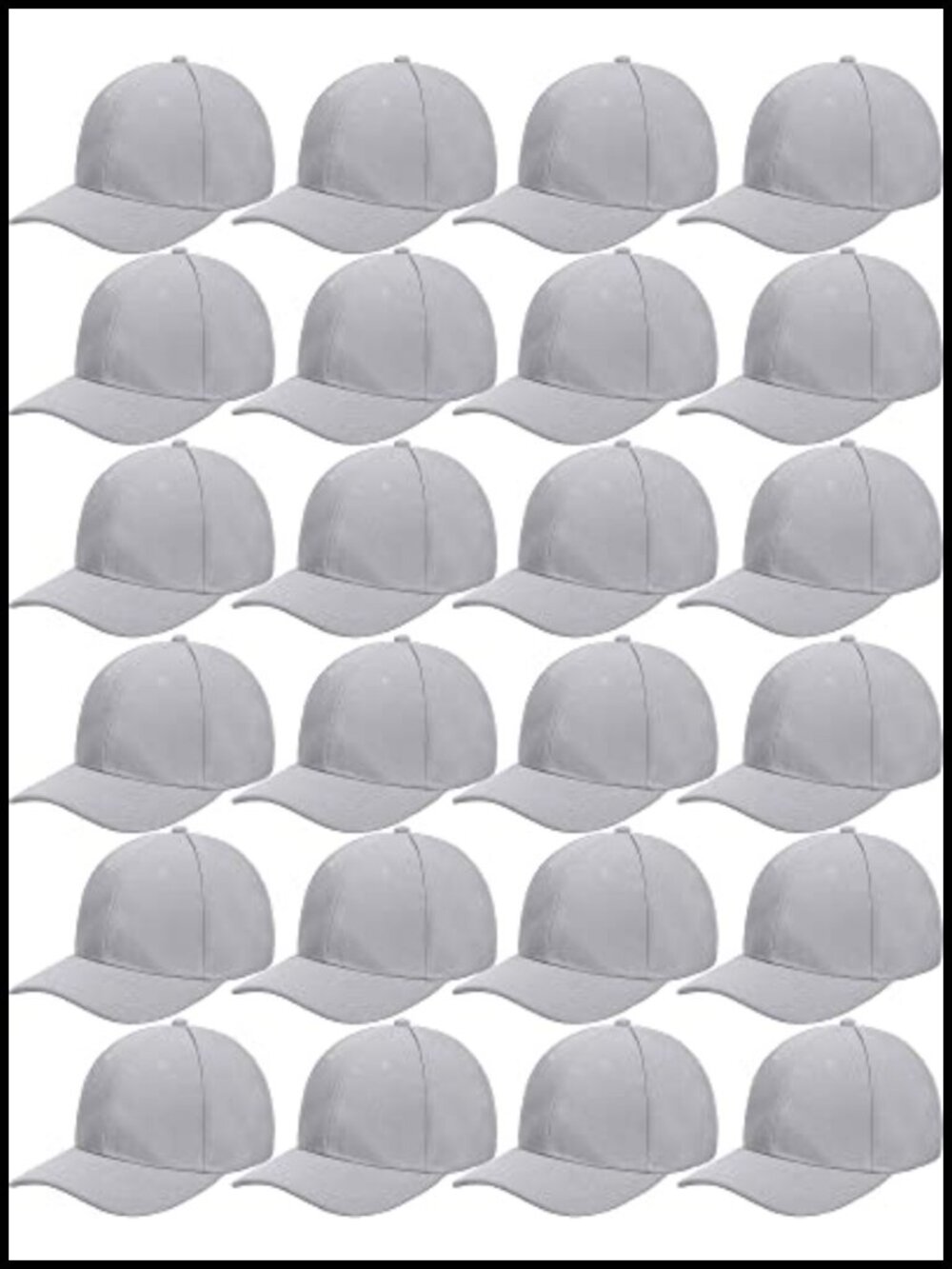 24 Pack Baseball Caps Adjustable Acrylic Blank Plain Hats